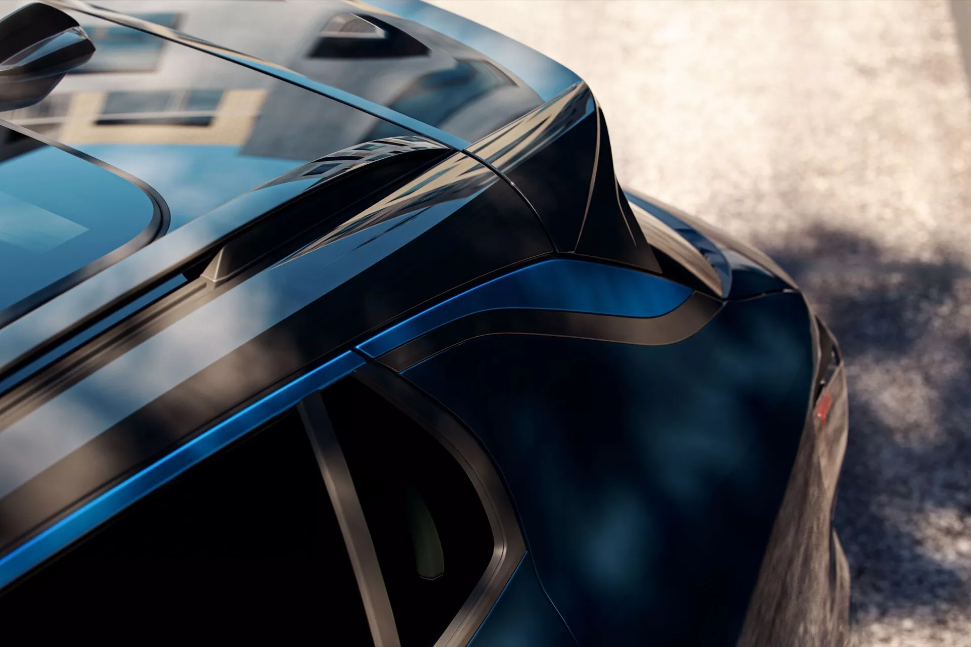 Close-up image of the 2021 Lynk & Co 01 (1st Generation) showcasing the rear end design including the trunk lid, partially visible LED taillights, and aerodynamic features from a low-angle perspective