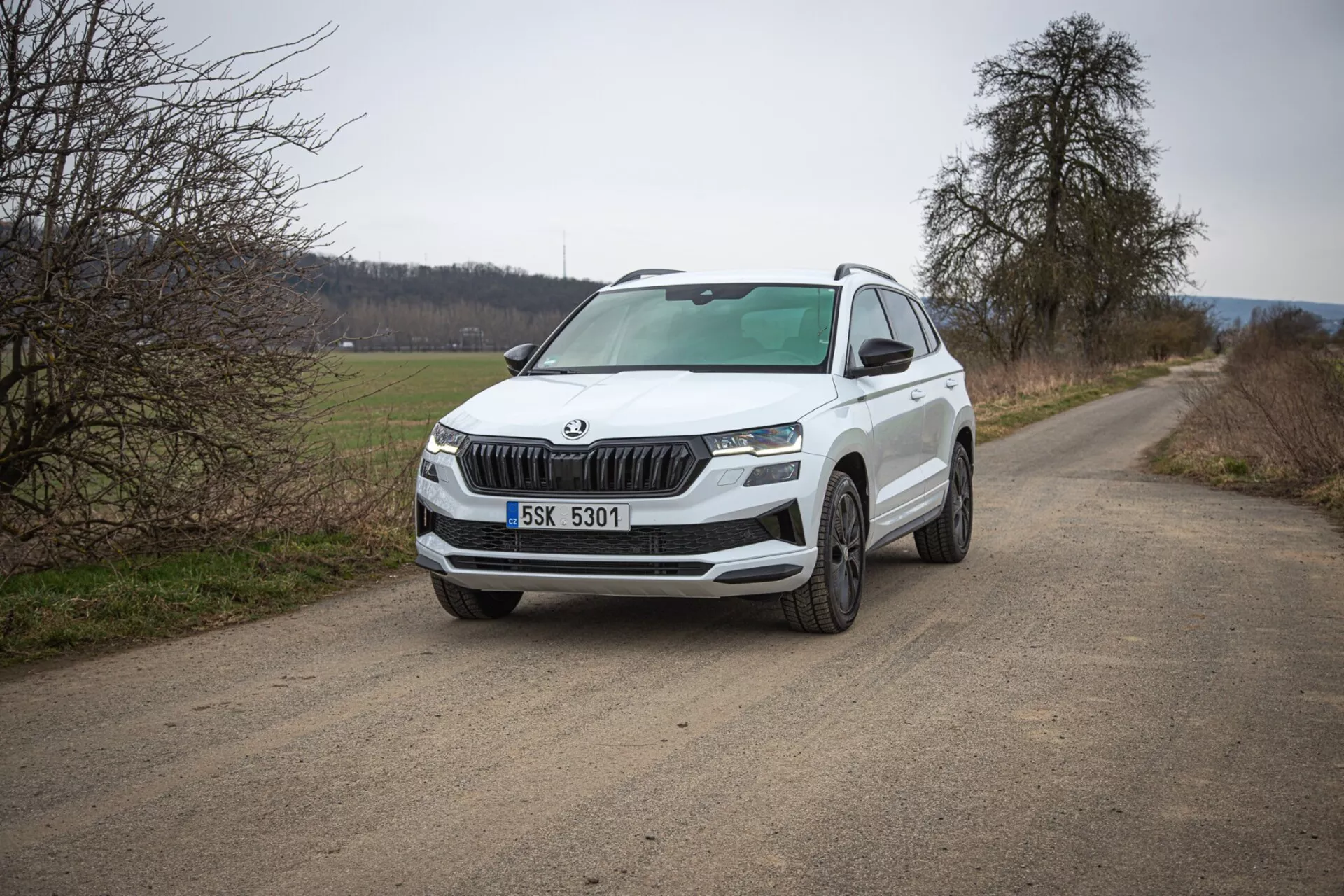 2021 Skoda Karoq SUV in dynamic outdoor setting, highlighting the sleek design and advanced features